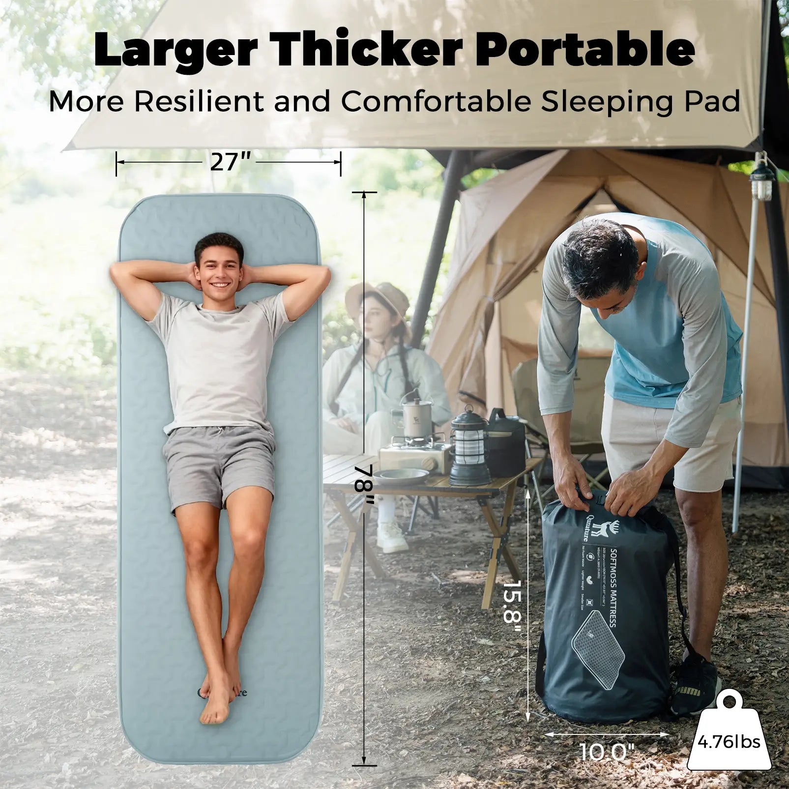 Portable Inflating Sleeping Pad with Foam for Camping